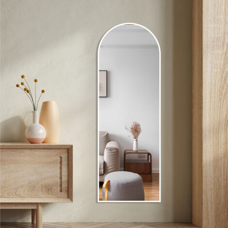 WDWRITTI Standspiegel 160x50 cm Ganzkörperspiegel Weiß, Wandspiegel Weiß für Ankleidezimmer, Schlafzimmer, Wohnzimmer, Friseursalon