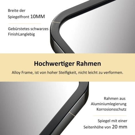 Badspiegel 80x60cm Wandspiegel Schwarz Metall Badezimmerspiegel Badzimmer Spiegel bad schwarzer rahmen