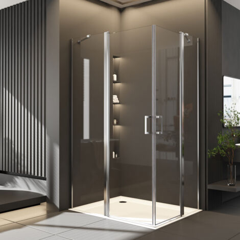 Duschkabine 100x80 Eckeinstieg mit Pendeltür Dusche Duschabtrennung Duschwand Glas Eckdusche Höhe 185cm aus 6mm Nano ESG Glas