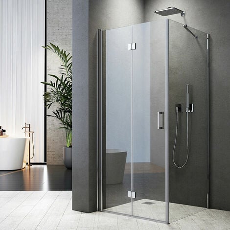 Duschkabine mit Seitenwand 90x90cm Eckeinstieg Falttür Duschwand Glas 195cm Duschabtrennung Dusche ESG Nano-Beschichtung