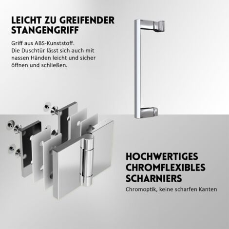 Walk in Duschwand 120x195cm Falttür faltbar Dusch Wand Duschabtrennung Glaswand