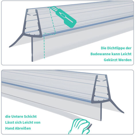 2x70cm Duschdichtung 5mm 6mm 8mm für Duschtür Dichtung Duschtürdichtung ...