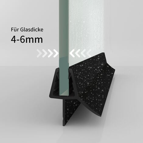 2x Duschdichtung 6mm 5mm 4mm Schwarz Für Duschtür Dichtung Glastür  Dichtungen Ersatzdichtung Dusche Dichtlippe Duschprofil 40cm
