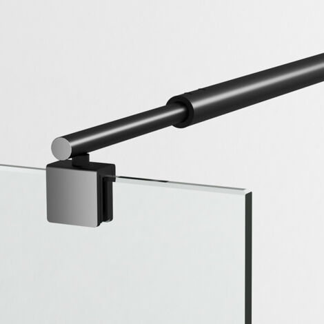 Duschwand Stabilisator Schwarz 73-123cm Haltestange für 8-10mm Glasswand Dusche Walk in Wand Rund Stabilisatorstange Brause Wandhalter