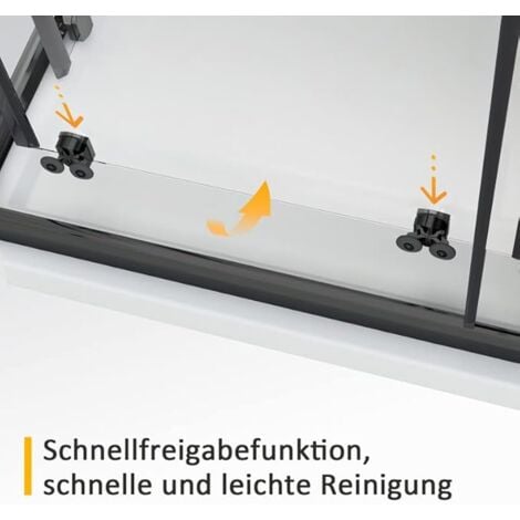Duschabtrennung Duschkabine Schiebetür Eckeinstieg Duschwand Dusche Glas 80x75x185 Schwarz