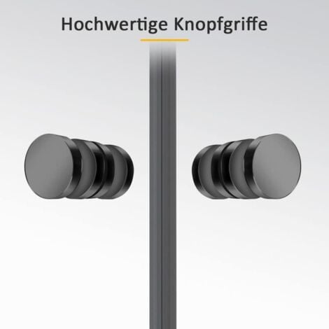 Duschabtrennung Duschkabine Schiebetür Eckeinstieg Duschwand Dusche Glas 80x75x185 Schwarz