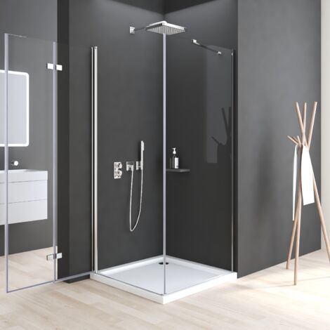 Boromal 90x90 Duschkabine Eckkabine mit Seitenwand Falttüren Sicherheitsglas 1850mm
