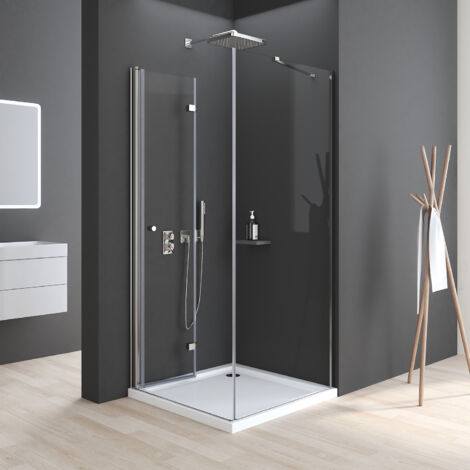 Boromal 90x90 Duschkabine Eckkabine mit Seitenwand Falttüren Sicherheitsglas 1850mm