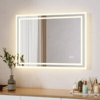 Spiegel mit Beleuchtung 40x60cm LED Badspiegel mit Beleuchtung Badezimmerspiegel mit Beleuchtung Vertikal/Horizontal Wandspiegel mit Touchschalter, 3 Lichtfarben 3000K-6500K Dimmbar