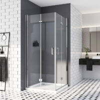Duschkabine 70 x 75 x 195 cm Eckeinstieg Doppel Falttür 180º Falttürkabine 6mm ESG Glas Eckig Drehfalttür Dusche Duschwand Duschabtrennung