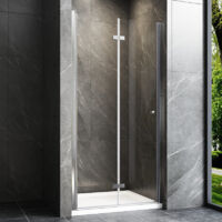 Duschtür Nischentür 75 x 185 cm Faltbar Duschabtrennung Duschwand, Faltbar Glas Dusche 6mm ESG Sicherheitsglas, Faltbare Duschwand Höhe 185cm