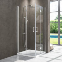 Duschkabine 100x120 cm Falttür Eckeinstieg Duschkabine Duschwand Duschabtrennung 6mm NANO-Glas Duschkabine Falttür, Höhe 195 cm