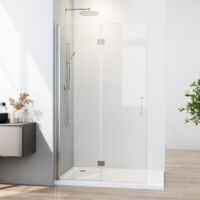Walk in Dusche Walk-in Duschwand 120cm Falttür Duschtrennwand, Faltbar Duschabtrennung mit 6mm NANO ESG Glas, Walkin Dusche Höhe 195cm