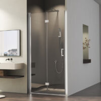 Nischentür Falttür 100x195cm Dusche in Nische, Glas Duschabtrennung Nische Duschtrennwand Duschkabine aus 6mm Sicherheitsglas mit Nano beschichtung, Faltbar Duschwand Höhe 195cm