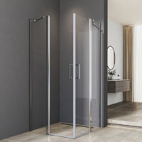 Duschkabine 80x120cm mit Pendeltür, Duschkabine Eckeinstieg Duschabtrennung Schwingtür Glas Dusche Duschwand mit fester Segment aus 6mm ESG Nano Sicherheitsglas, Duschwand Höhe 185cm