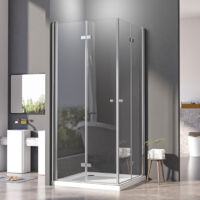 Duschkabine 80 x 120 cm Eckeinstieg Falttür Beide Seiten Faltbar 180º Duschabtrennung Drehfalttür Dusche aus 6mm ESG Sicherheitsglas, Höhe 185cm