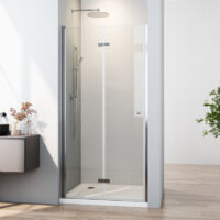 Nischentür Duschabtrennung 100 x 185 cm, 180° Falttür Duschkabine Duschtür Faltbar Duschwand Dusche aus 6mm ESG Glas