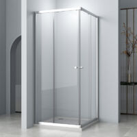 Eckeinstieg Duschkabine 75 x 80 cm Schiebetür Duschabtrennung Duschschiebetür Duschwand Dusche 75x80cm Duschkabine Eckeinstieg aus 6mm ESG Sicherheitsglas, Höhe 185cm