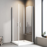Boromal Duschkabine Schwingtür 75x80cm Eckeinstieg mit Pendeltür Duschwand Duschabtrennung mit 6mm Nano ESG-Sicherheitsglas, Höhe 195cm