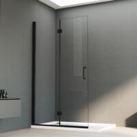 90x195cm Schwarzer Walk in Dusche Walk in Duschwand Falttür Dusche Duschtrennwand 6mm ESG-Sicherheitsglas mit Nano Beschichtung