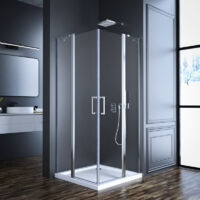 Duschkabinen 75x75cm Eckeinstieg mit Pendeltür Schwingtür mit Fester Segment 6mm ESG NANO Glas Duschabtrennung Duschwand Höhe 185cm