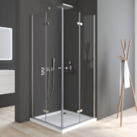 Duschkabine 80x75 cm Falttür Eckeinstieg, Duschkabine 75x80 cm Eckeinstieg Drehfalttür Dusche Duschabtrennung mit 6mm ESG Sicherheitsglas Glas Duschwand, Dusche Falttüren Höhe: 185cm