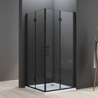 Schwarzer Duschkabine 90x100 cm Falttür Eckeinstieg, Duschkabine 100x90 cm Eckeinstieg Drehfalttür Duschabtrennung mit 6mm ESG Sicherheitsglas Glas Duschwand, Dusche Falttüren Höhe: 195cm