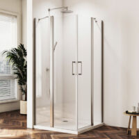 Duschkabine 90x90cm Eckeinstieg mit Pendeltür Eckdusche Duschkabine mit Pendeltür Duschabtrennung Eckeinstieg Pendeltür Dusche Duschtüren 6mm NANO GLAS Höhe 185cm