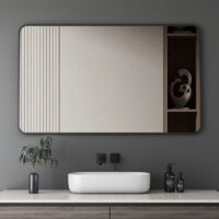 Wandspiegel Schwarz 70x120 cm Badezimmerspiegel Spiegel Rechteckig für Badezimmer, Schlafzimmer, Wohnzimmer, Hängt Horizontal oder Vertikal