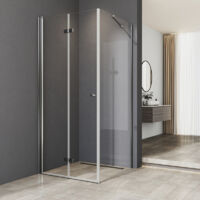 WDWRITTI Duschkabinen 75 x 80 cm Falttür mit Seitenwand, Duschkabine 75x80 cm Eckeinstieg Drehfalttür Dusche Duschabtrennung mit 6mm ESG Sicherheitsglas Glas Duschwand, Dusche Falttüren Höhe: 185cm