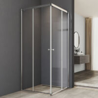 WDWRITTI Duschkabinen 100 x 90 cm Schiebetür Eckeinstieg, Duschkabine 100x90 cm Eckeinstieg Duschabtrennung mit 6mm ESG Sicherheitsglas Glas Duschwand, Dusche Schiebetüren Höhe: 185cm