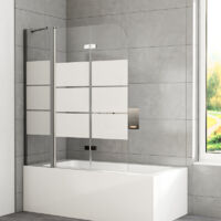 Badewannenaufsatz 160x140cm Duschwand für Badewanne 3-teilig faltbar Badewannenaufsatz mit festem segment 6mm ESG Glas Duschwand Badewanne Duschabtrennung Badewanne Duschtrennwand für Badewanne