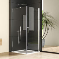 Duschkabine Pendeltür mit Seitenwand 80x80cm Eckeinstieg Glas Dusche Schwingtür Duschabtrennung Duschwand Höhe 195cm, 6mm Nano ESG Glas