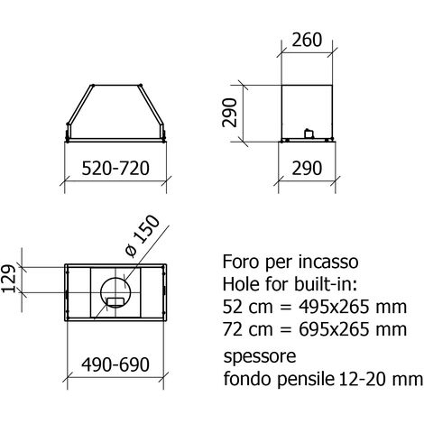 Ciarra Cappa Sottopensile Telescopica/Scorrevole 60 cm con 2