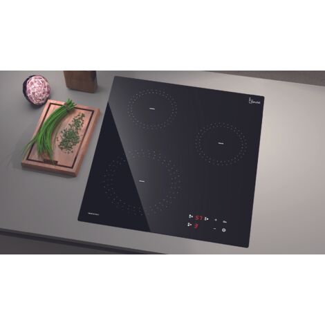 TRIO - Piano a induzione vetro ceramico nero cm 45 - 3 zone - vetro nero