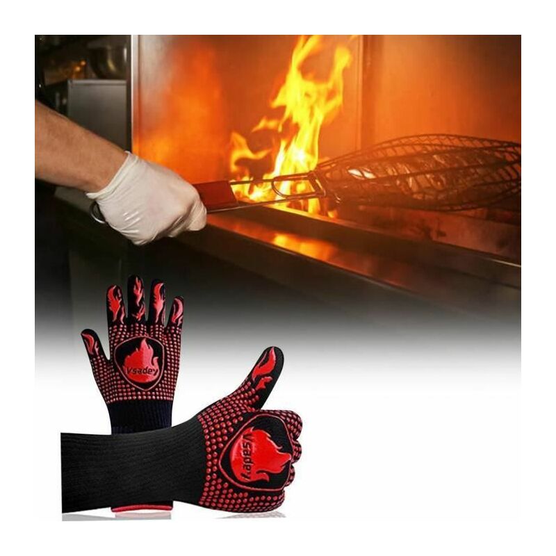 Guanti da cucina per forno professionali. Guanti protettivi per barbecue,  barbecue, camino, cucina a legna, resistenti alle alte temperature di 250  °C. : : Fai da te