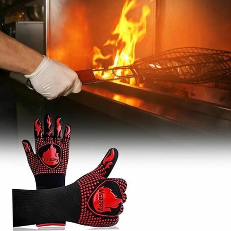 Guanto da griglia, guanto resistente al calore, guanti da forno fino a 800  ° C, guanti da forno universali resistenti al calore, per barbecue grill  cucina cucina forno camino camino.[1 paio], SOEKAVIA