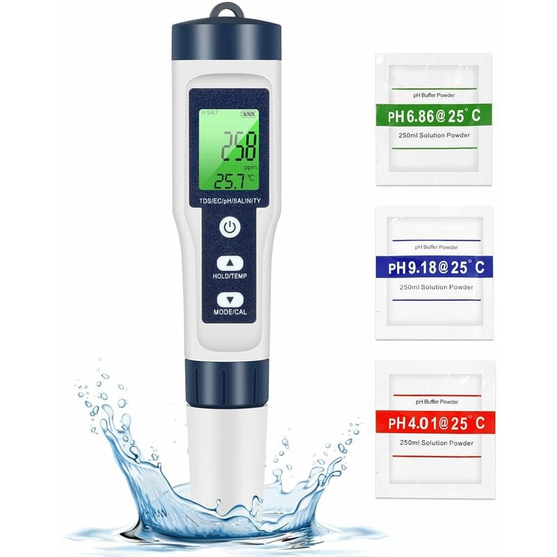 Testeur de qualité de l'eau 5 en 1, compteur numérique, analyseur de qualité  de l'eau, détecteur PH/ TDS/ EC/température/ – les meilleurs produits dans  la boutique en ligne Joom Geek