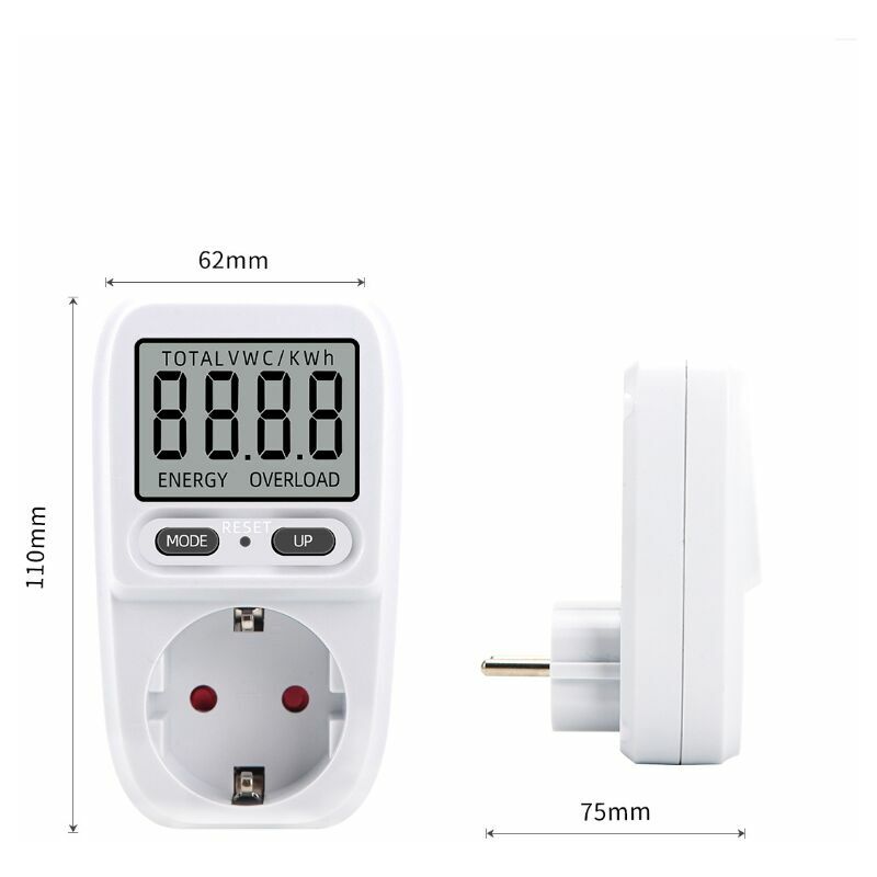Wattmètre numérique avec écran LCD AC 230V 16A 3680W pour Plugs and