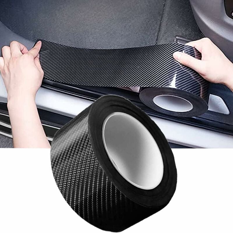Autocollant de protection de panneau intérieur de porte de voiture, fibre  de carbone souple, sous-porte à ultrasons, accessoires intérieurs de