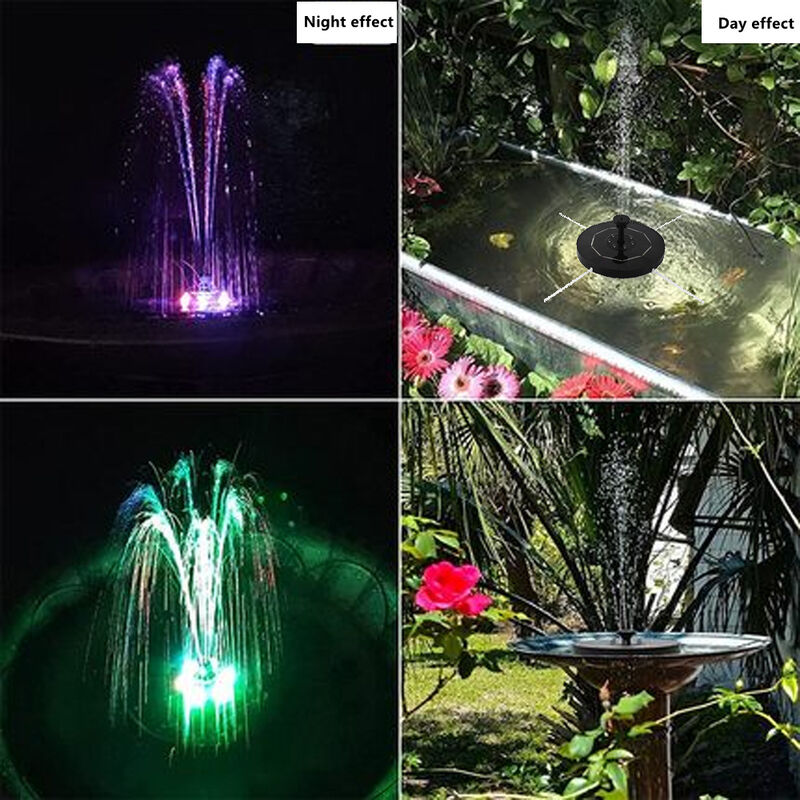 Fontaine solaire avec lumière LED et fonction de stockage d'énergie Fontaine  flottante pour piscine de jardin 