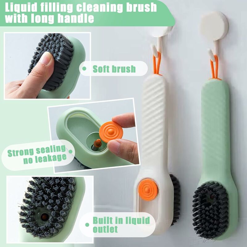 Brosse de nettoyage, ajout automatique de liquide, lessive, outil de lavage  de chaussures en laine dure multi usages pour la salle de bain et la  cuisine