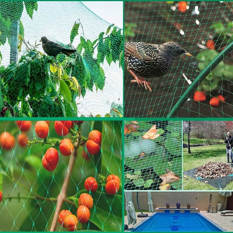 Filet à oiseaux de 10 m x 4 m, filet à oiseaux de jardin, filet à oiseaux  en nylon pour protéger les arbres fruitiers et les légumes des oiseaux.