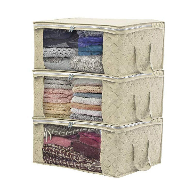 Sans Marque Pack de 4 Sac de rangement tissu Beige à prix pas cher