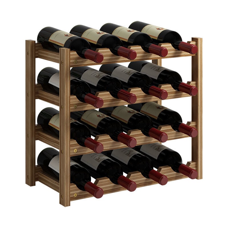 Casier à Vin Range Bouteilles Horizontal, 4 étages pour 12 Bouteilles en  Bois Etagère à Bouteilles