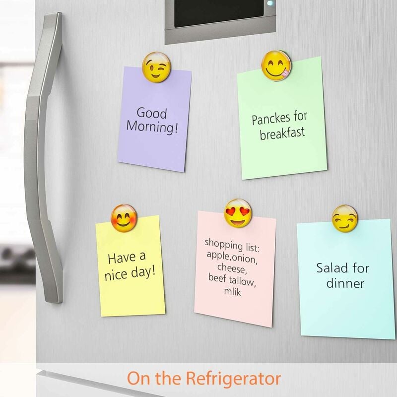 Aimant Emoji, 12 Pièce 3D Verre Smiley Aimant Réfrigérateur à Forte  Adhérence pour Décorer Frigos, Tableau Blanc, Casiers Scolaires (3cm)