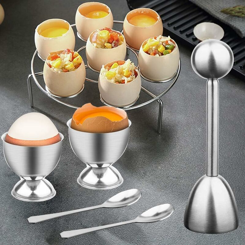 KiAKUO Coupe-œuf souple et dur en acier inoxydable pour couper les
