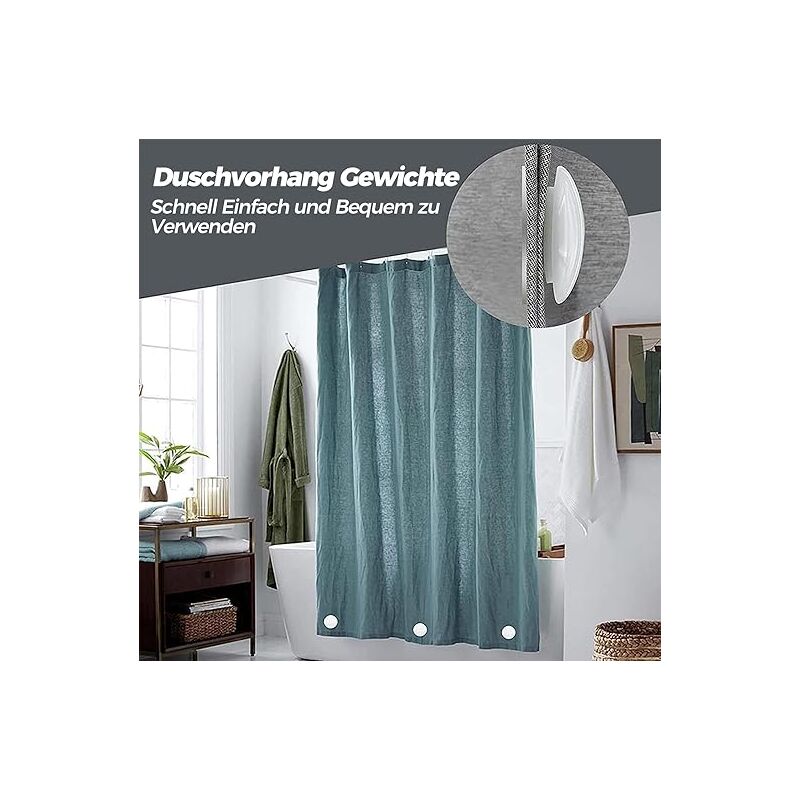 Aimants Pour Rideau De Douche - Poids Magnétiques Ronds Blancs - 28g Chaque - Fixation Forte Et Facile Sans Perçage