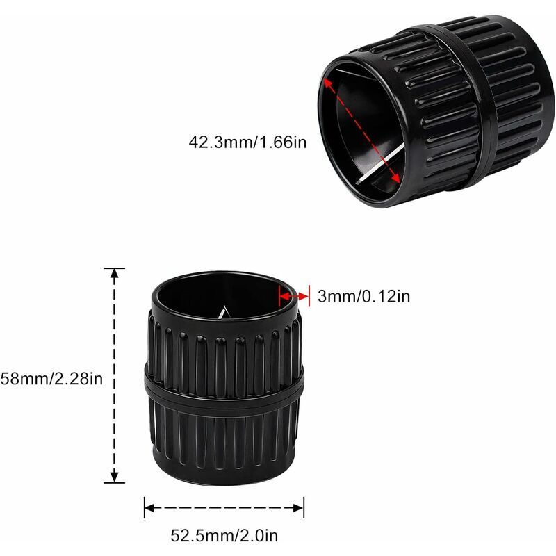 Ébavureur Tubes 2 En 1 Universel - Pour Cuivre, Laiton, Plastique - Alésoir Intérieur/extérieur, Brosse