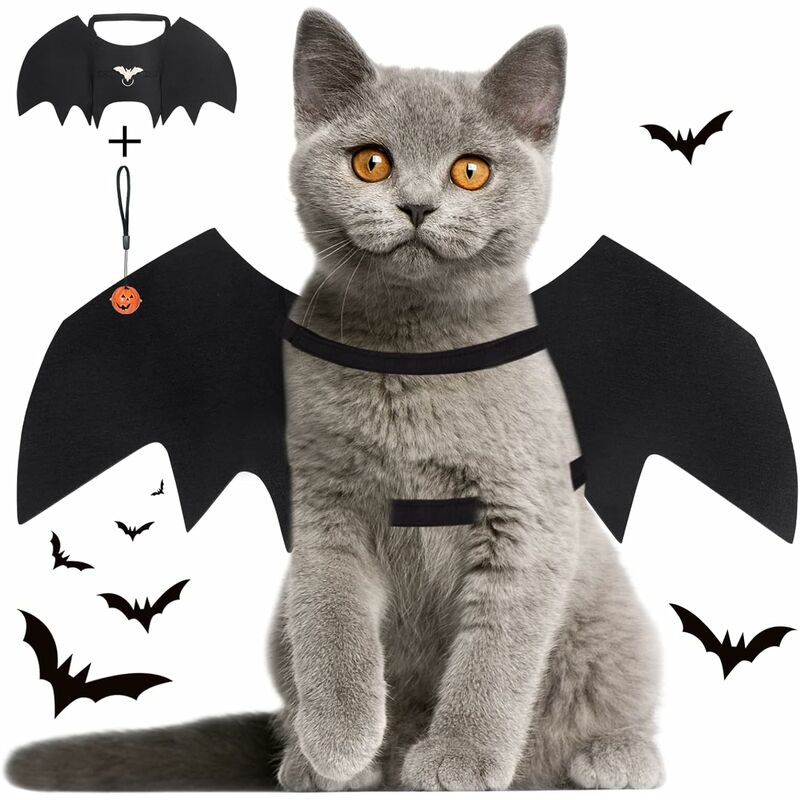 S) Ailes de chauve-souris de chat, costume d'Halloween pour chat